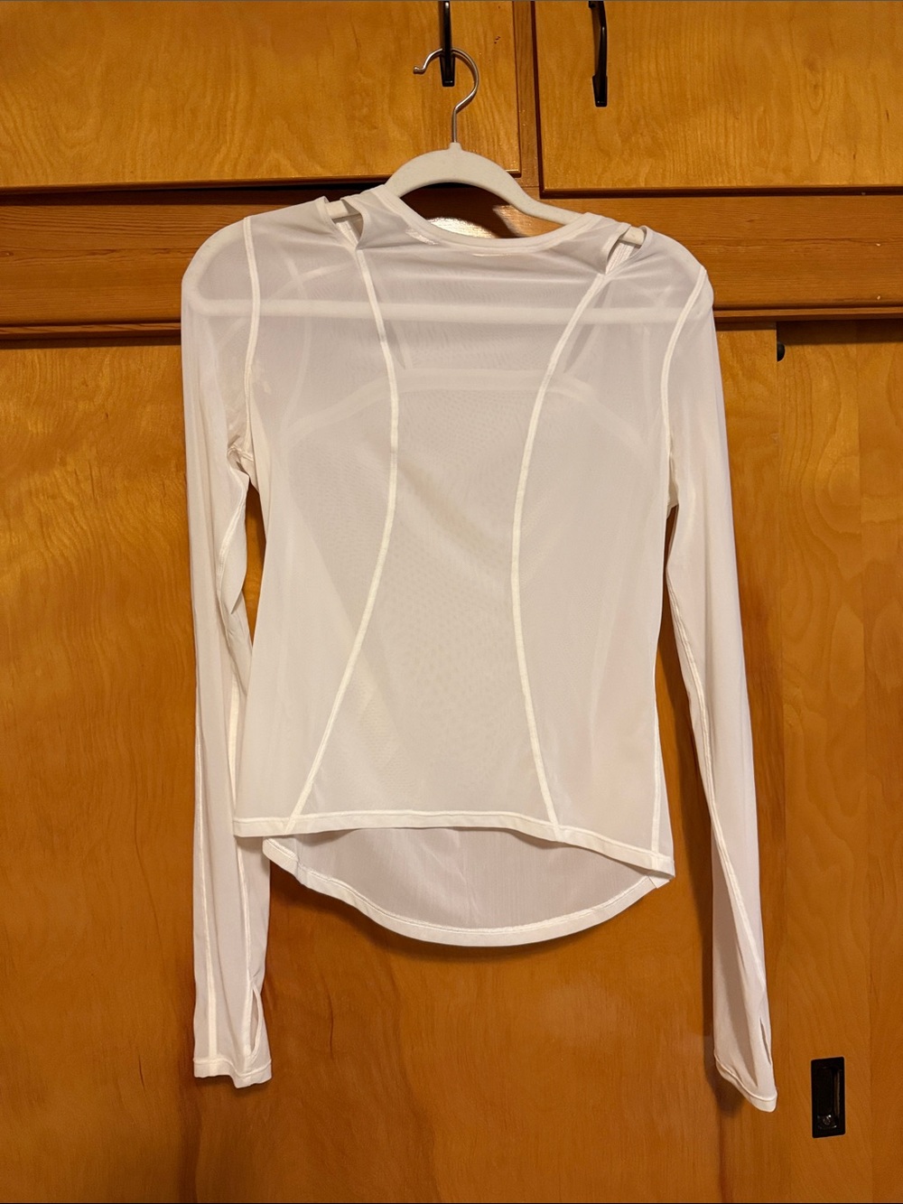lululemon athletica White Long-Sleeve Sheer Mesh Top
